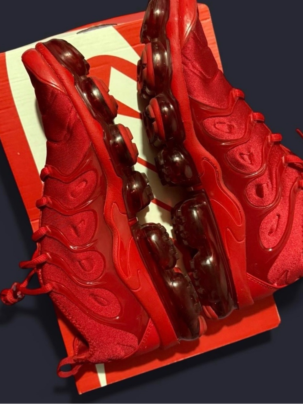 Nike Red Men’s All-Red VaporMax-Style Sneakers